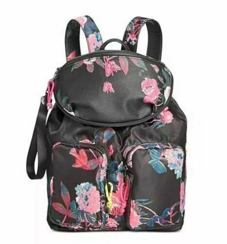 Steve Madden Lily Backpack w  Removable Belt Bag Black & Pink Floral