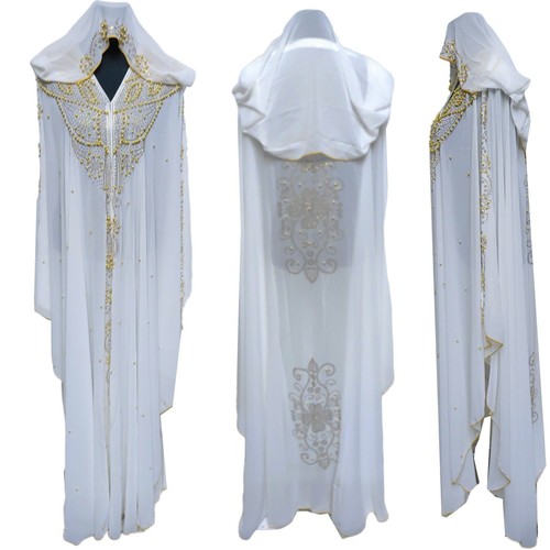 OFF WHITE Abito lungo donna chiffon bianco più recente design abaya farasha