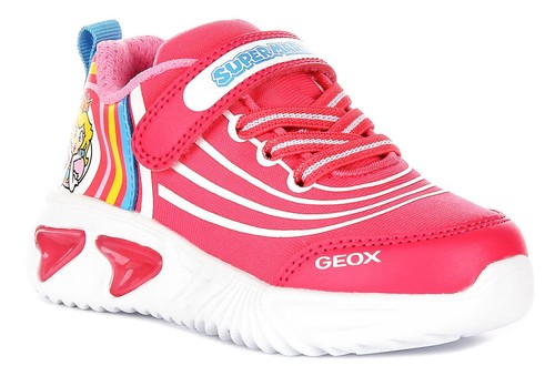 Geox J Assister G C Princess Peach Easy Strap Trainer Fucsia Bambini UK 13