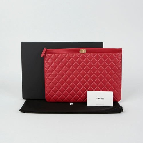CHANEL Large Boy Clutch in Lamb A84407 138604074