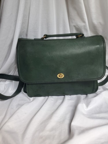 MAHI LEATHER COACH 2way Briefcase Shoulder Bag COLEBROOK 5181 Green Leather USA Vintage