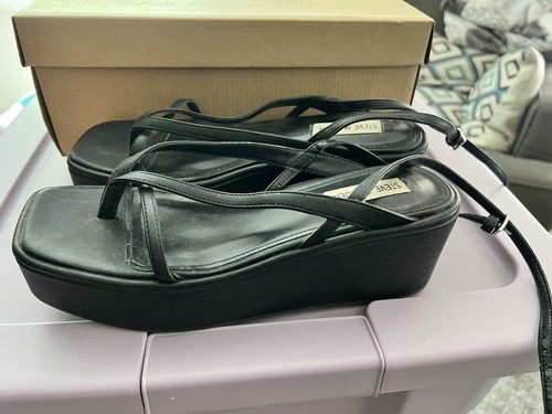 Sandali donna Steve Madden con cinturino Nadeen appena lì plateau taglia 8 5 neri