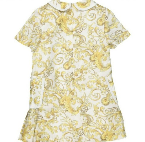 Abito in seta YOUNG VERSACE bianco e oro stampa barocca età 10 anni prezzo di ricambio £350