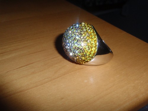 Park Lane Jewelry  "MONACO" Ring  S 9 1 4  Silvertone  Gold Clear CZ's  NEW!