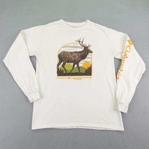 Columbia Shirt Mens Medium White PHG Performance Hunting Gear Elk Outdoors Tee ^