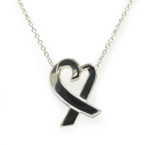 U TIFFANY&Co. Necklace Loving heart Silver925 2.6g Silver Paloma Picasso