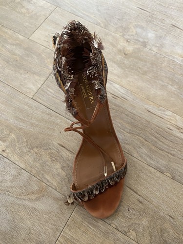 AQUAZZURA AQUAZURRA TACCO SCAMOSCIATO TAGLIA 37 UK 4