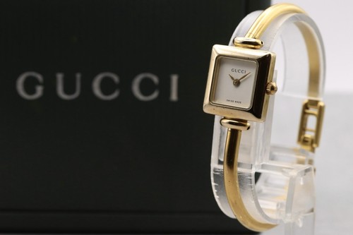 [Ecc+5 con scatola] Orologio Donna Vintage Gucci 1900L Bracciale Oro Quadrante Quadrato Qz