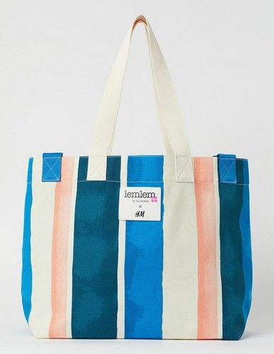 Lemlem by liya kebede x H&M Canvas Shopper Bag Recycled Materials Free Shipping!