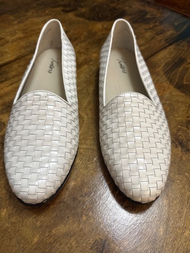 TKEES Mocassino slip on vintage tessuto di Trotters Liz pelle bianca donna 11W