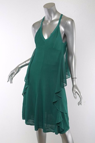 Abito da cocktail CHANEL da donna verde smeraldo lavorato a maglia senza maniche RETRO APERTO 40 8 NUOVO