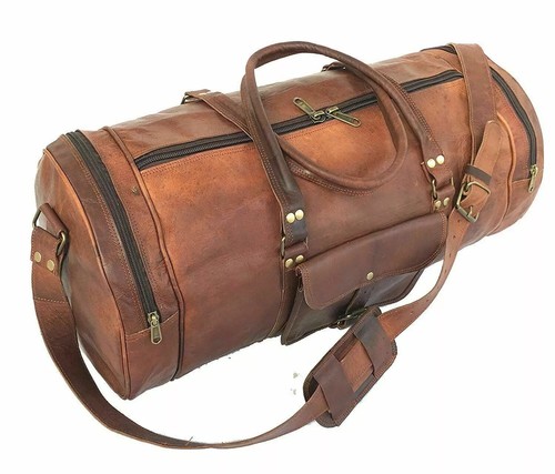VALEXTRA Leather Genuine Bag Travel Men Duffle Gym Luggage S Vintage Overnight Weekend