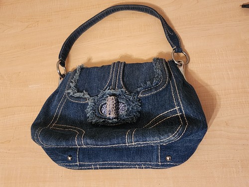 PRADA Stitched Blue Denim Shoulder Bag LN07049