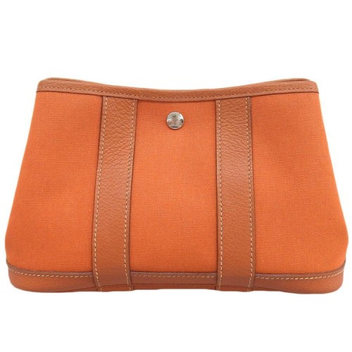 HERMÈS HERMES Garden Party TTPM □J Stamped Pouch Toile Officier Potiron #005