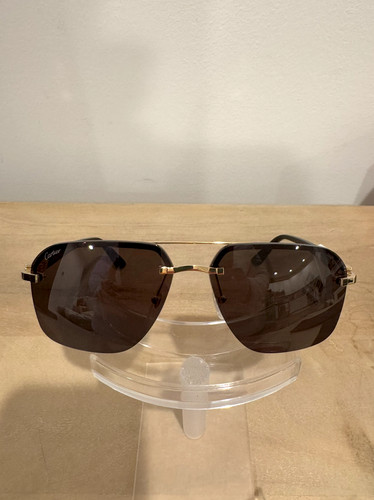 CARTIER GLASSES NEW Cartier Sunglasses CT0276 004 60mm Gunmetal Black Square Half Rim Gray Lens