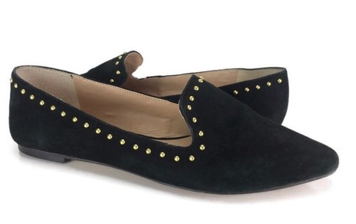 Vince Camuto Pointed Toe Ballet Flats Black Suede Studded ANYA Women's Sz 6M ?