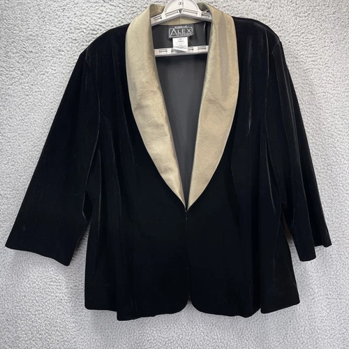 Alex Evenings Jacket Women XXX Large Black Velvet G Trim Party Whimsygoth