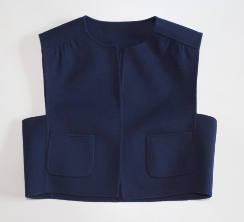 Women's Vintage Tessuto Agnona Cropped Wool Vest Midnight Blue (size S M*)