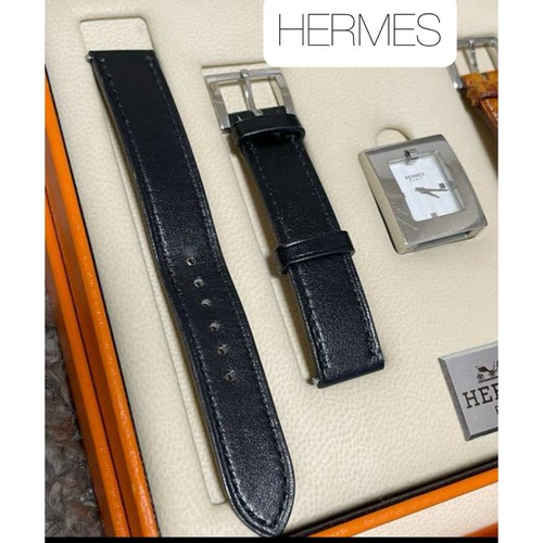 HERMÈS Orologio HERMES donna cintura quarzo cammello cinturini neri usat visofi graffiia batte