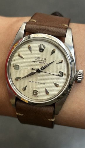 RARO QUADRANTE VINTAGE ROLEX ANTIPOLVERE CHEVRON ANTIURTO Ref 6422 1955 1956