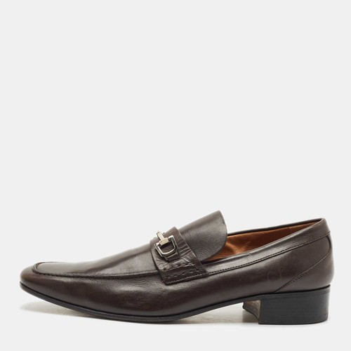 Mocassini Gucci in pelle marrone con morso di cavallo taglia 45