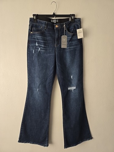 ESSENTIALS Wit & Wisdom 'Ab'Solution High Waist Itty Bitty Bootcut Jeans Size 14 Dark Wash