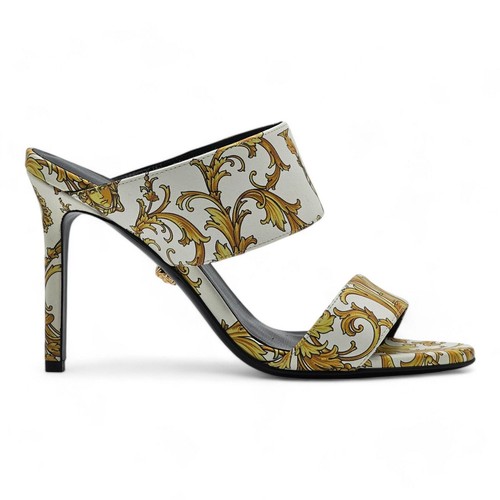 Versace Sandali stiletto Virtus V stampa barocca   pelle   bianco   37 $795