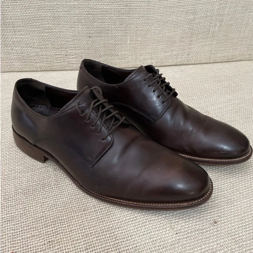 SCARPA Oxford Cole Haan C28880 Fitzgerald da uomo taglia 10 5 M in pelle marrone punta liscia