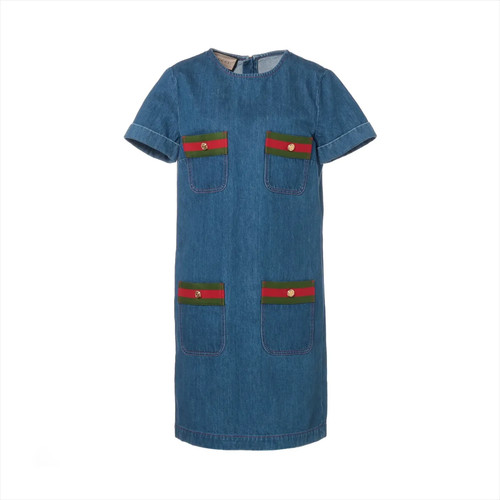 Gucci Abito Cotone 40 Donna Blu 678827 Linea Sherry Denim