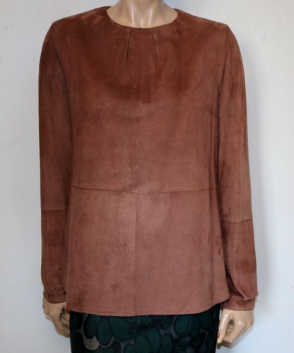 BRUNELLO CUCINELLI brown leather suede top IT 40 US 4 with gift box