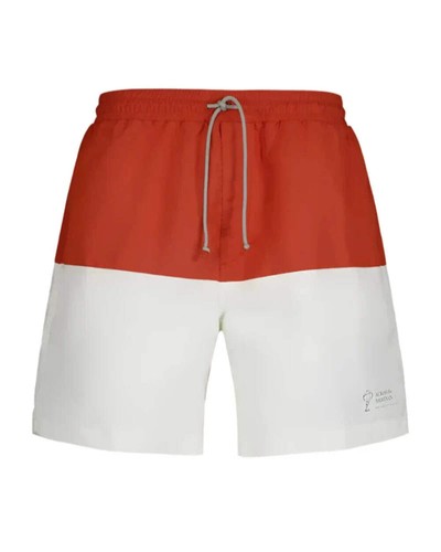 Costume da bagno uomo Brunello Cucinelli con logo ricamato arancione e bianco