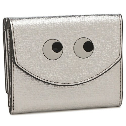 ANYA HINDMARCH Eyes Mini Portafoglio Trif Capra Metallizzato in Argento 5050925195638
