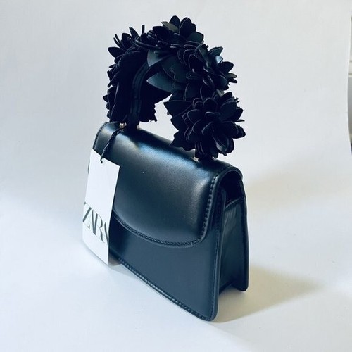 NUOVA ZARA mini borsa floreale nera