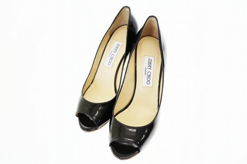 JIMMY CHOO BAXEN decolte punta aperta suola zeppa misura 36 1 2 nero oro pelle tacco