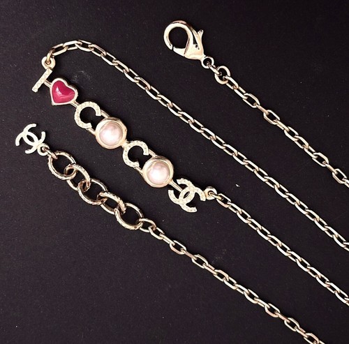 CHANEL JEWELRY Chanel Metal Resin Pearl I Love Coco Necklace G Multicolor