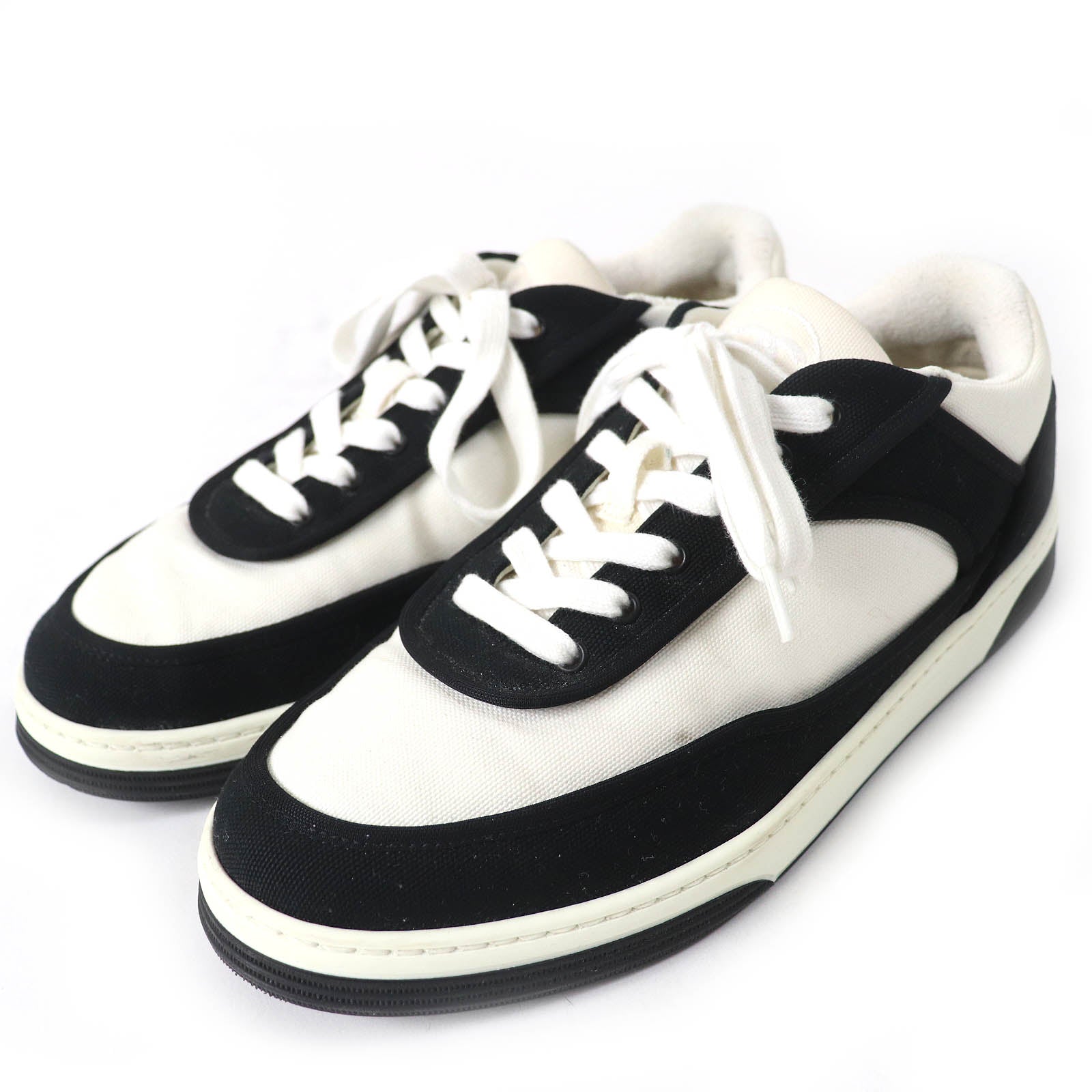 CHANEL Low cut sneakers G37488 Main: Canvas Black White Women 37 Used Authentic