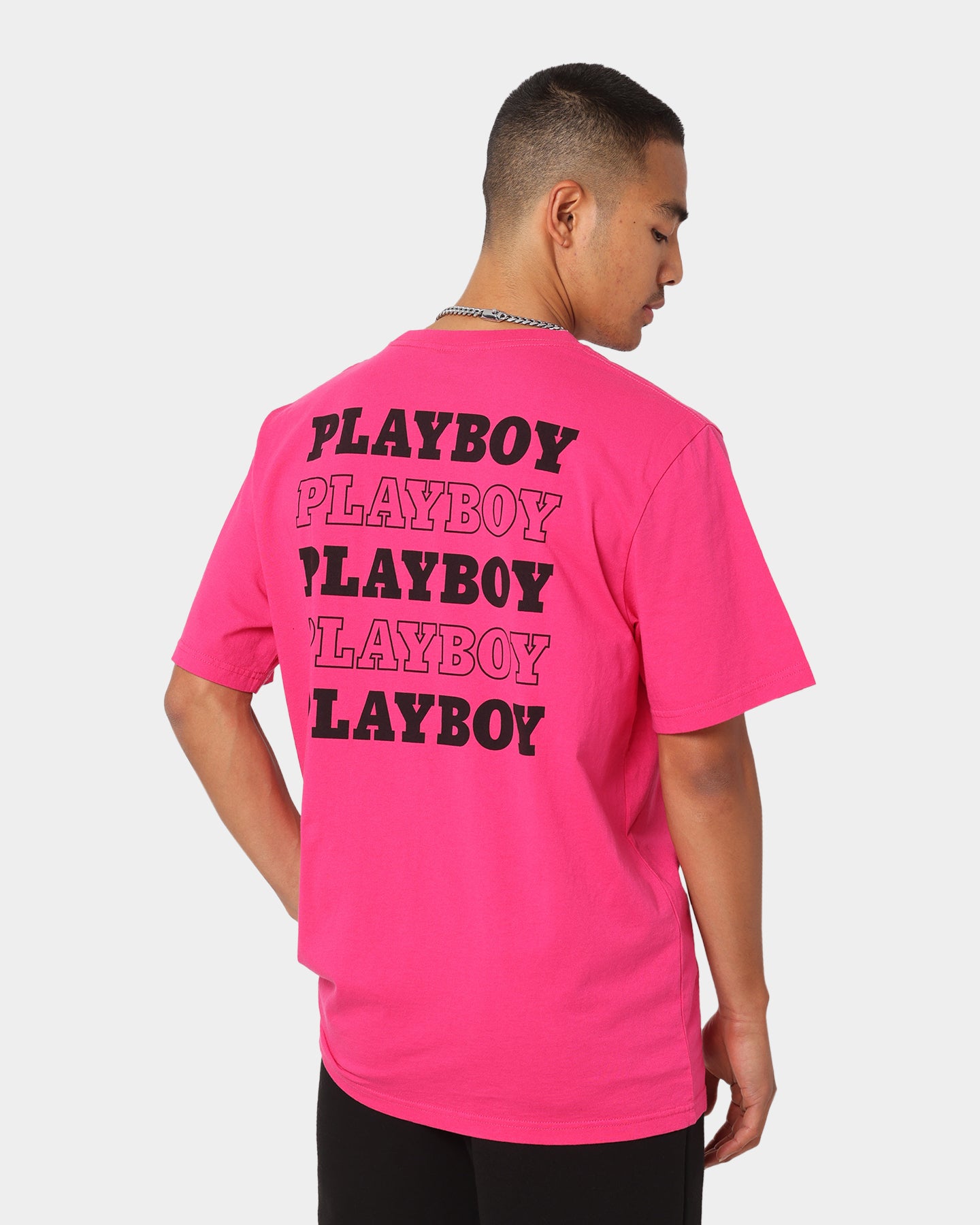 Playboy Stack T Shirt Hot Pink