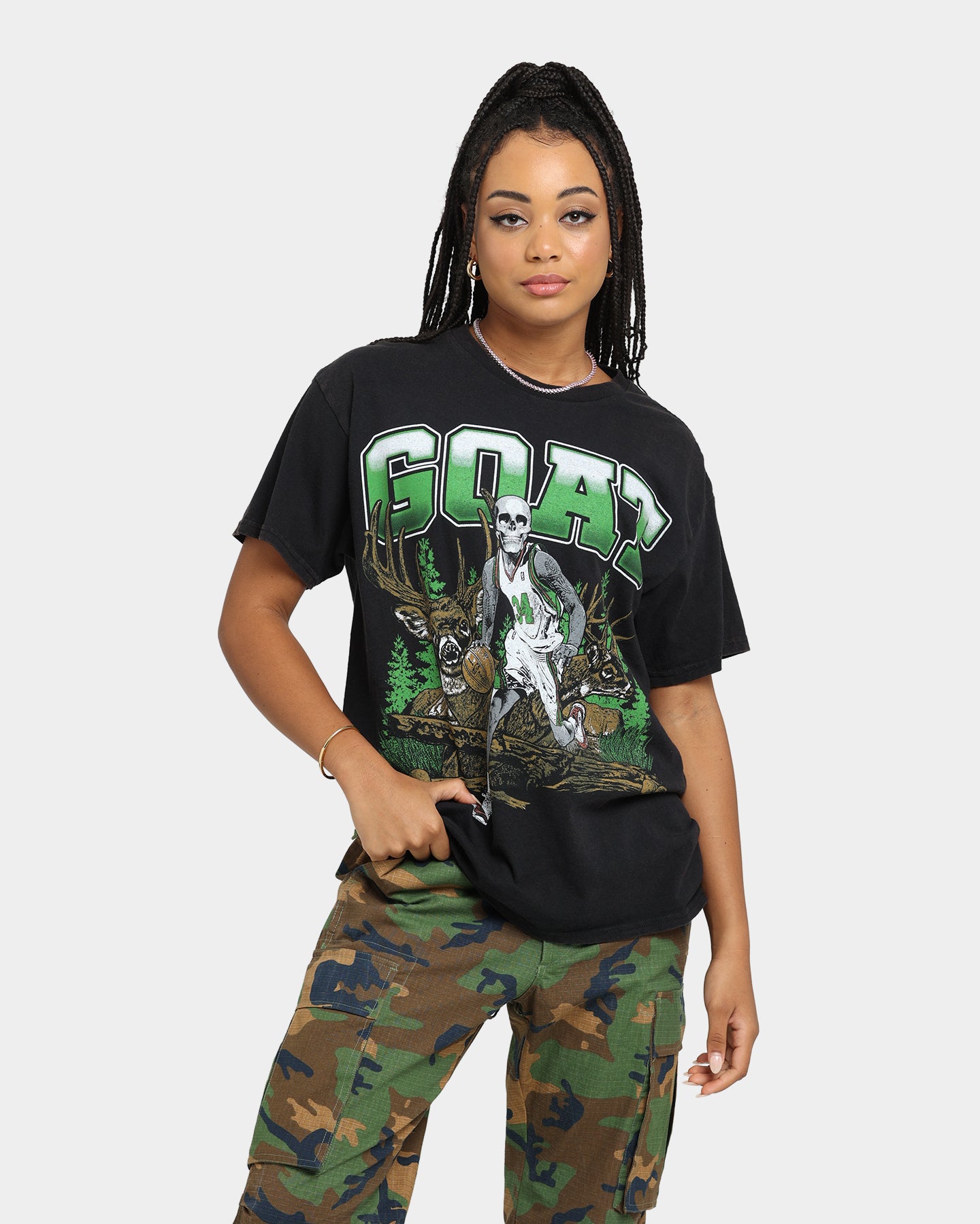 Goat Crew Buck Hunter Vintage T Shirt Black Wash