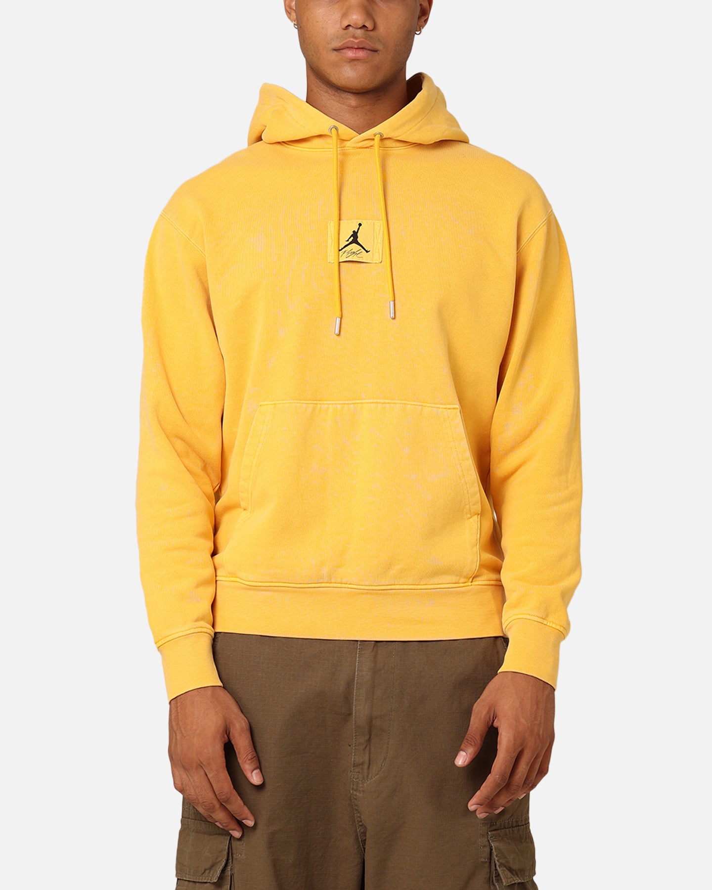 Jordan Essentials Flight Fleece Washed Pullover Hoodie Yellow Ochre