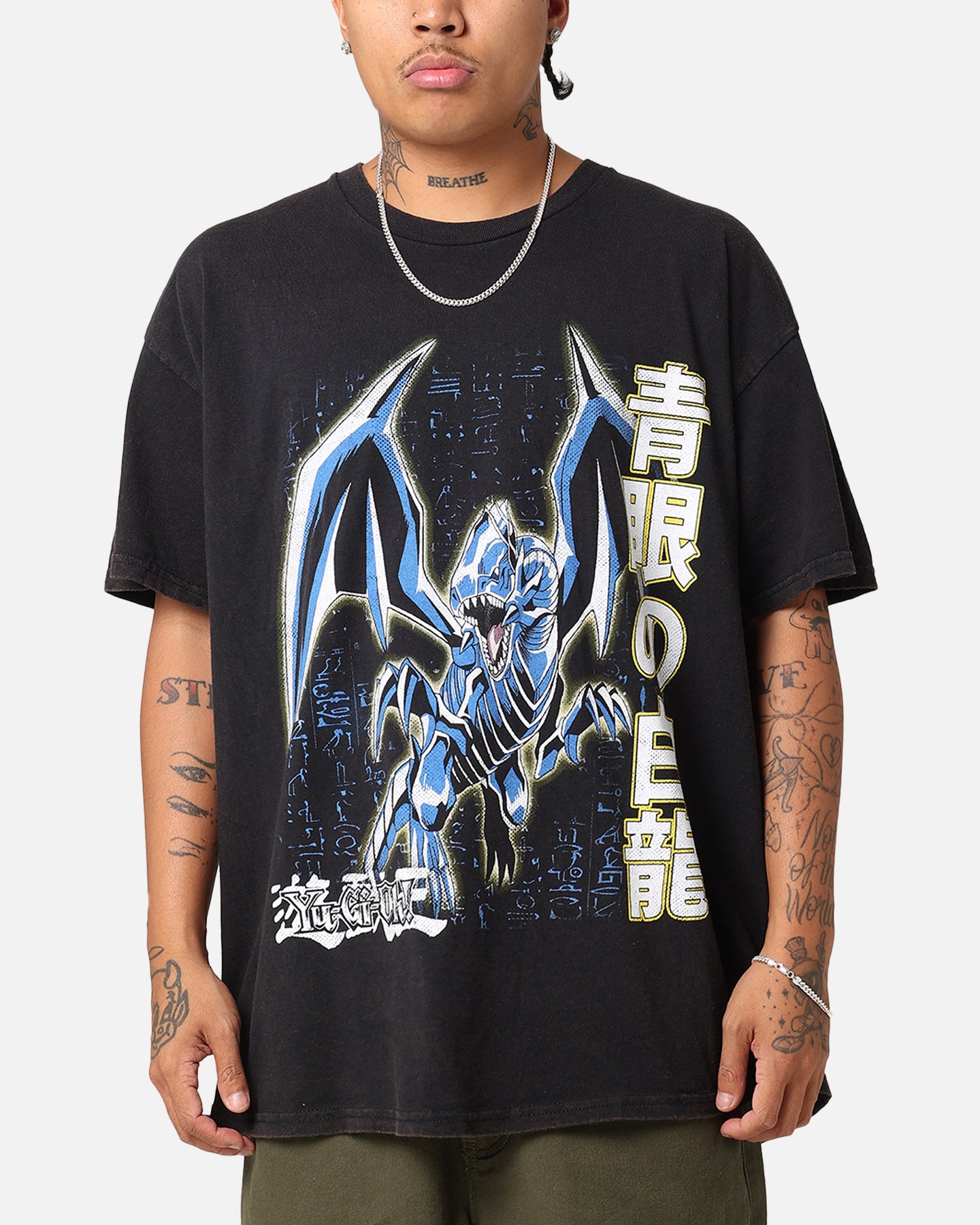 Goat Crew X Yu Gi Oh! Blue Eyes White Dragon T Shirt Black Wash