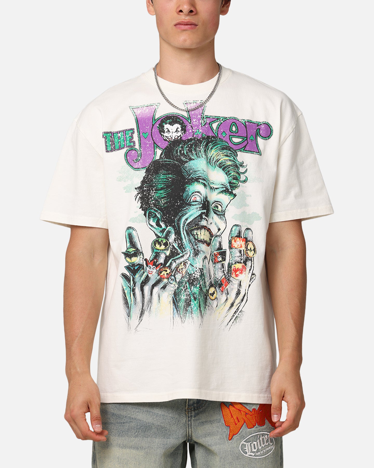 American Thrift X DC Batman The Joker Rings Heavyweight T Shirt Off White