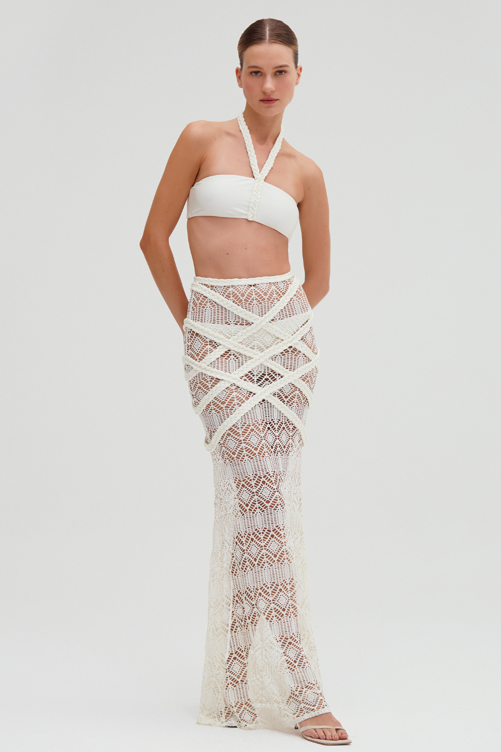 PATBO X CAMILA COELHO PINE LACE BEACH BRAIDED SKIRT