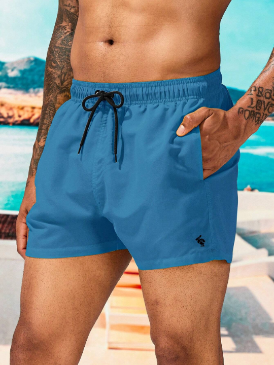 FASHION WORLD Manfinity Swimmode Men's Drawstring Waist Loose Fit Beach Pants With Slanted Pockets