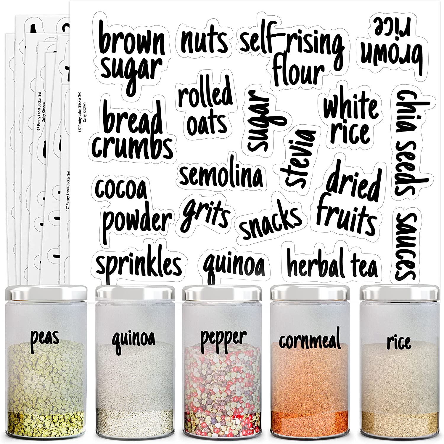 2511 157 Script Kitchen Pantry Labels for Containers
