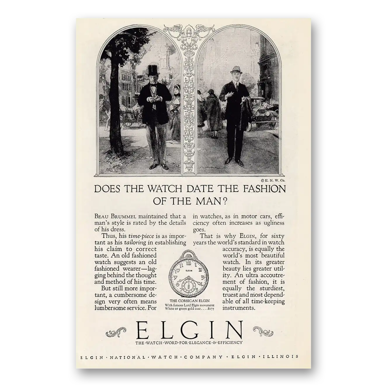 RELICPAPER 1925 Elgin Watch Print Ad   Date Fashion Man