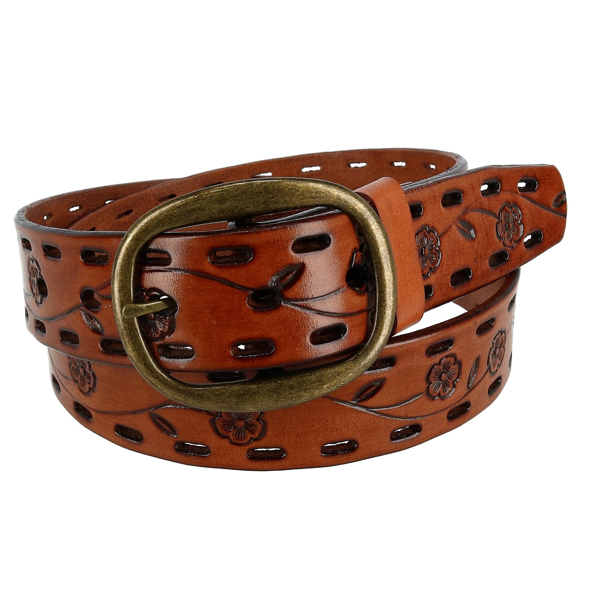 2866 Women's Center Bar Buckle Belt with Flowers