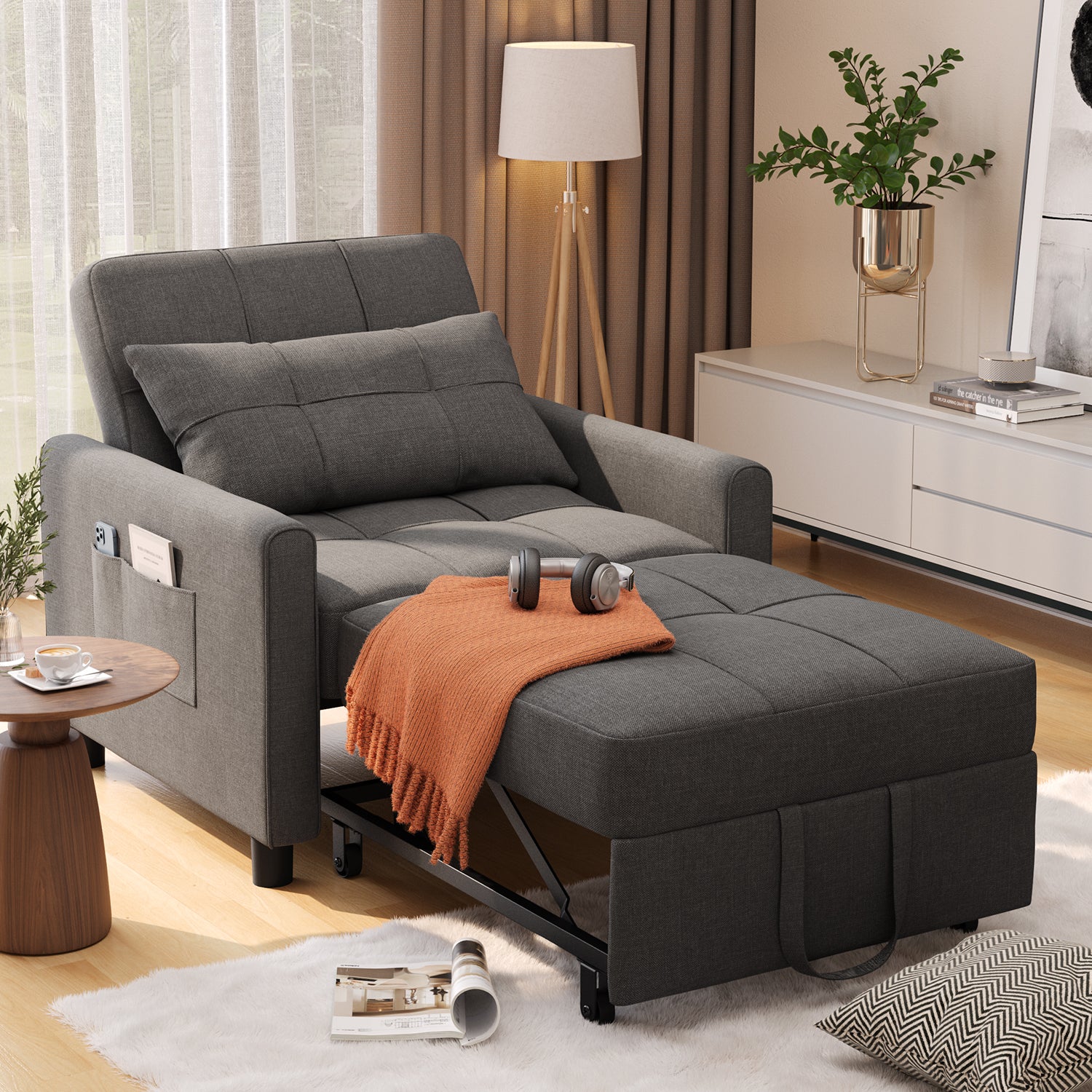 VICTURE US Victure AR20 Convertible Sleeper Sofa Chair Bed with Pillow and Pocket