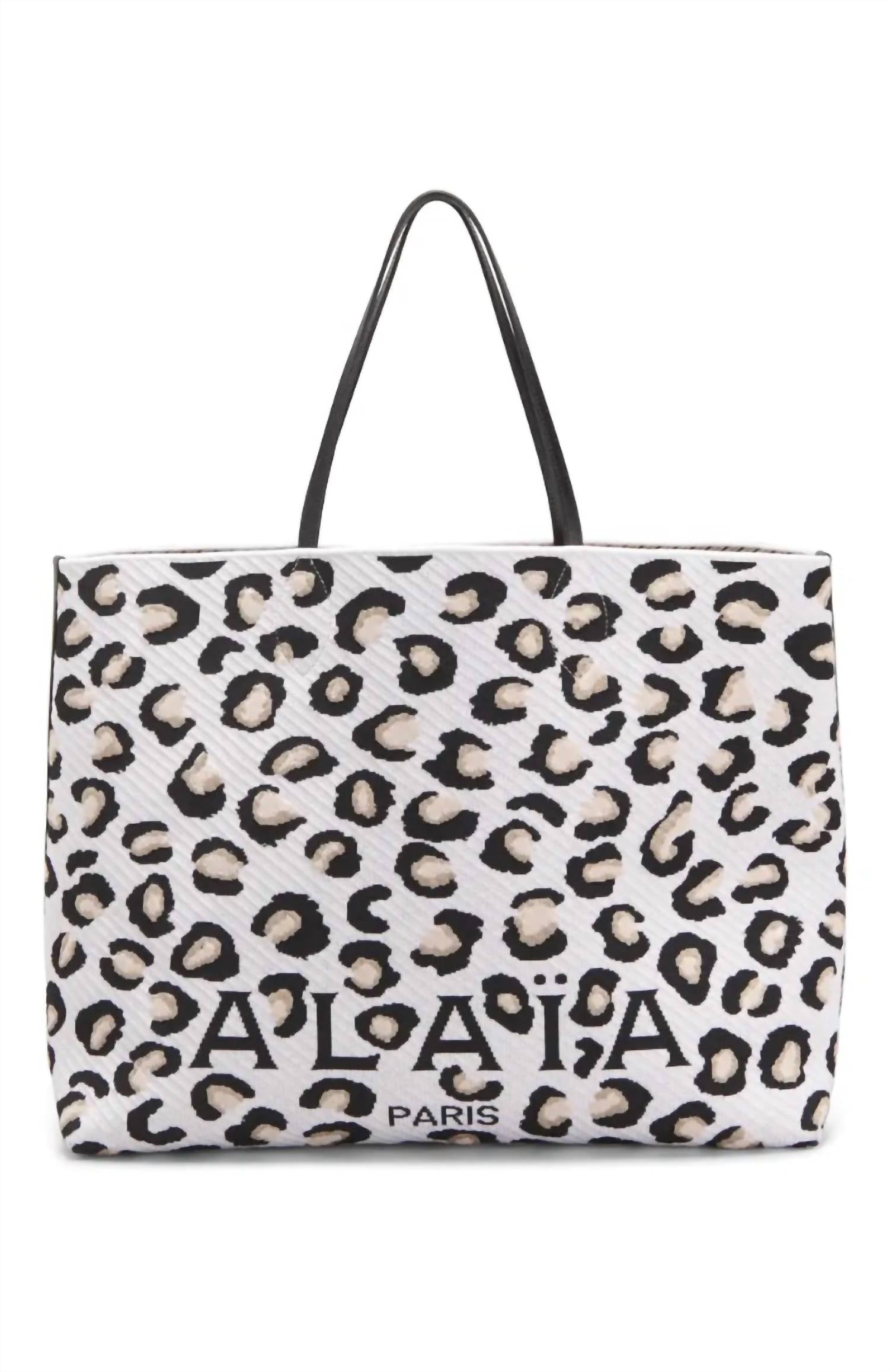 2244 Big Leopard Jacquard Tote Bag in White