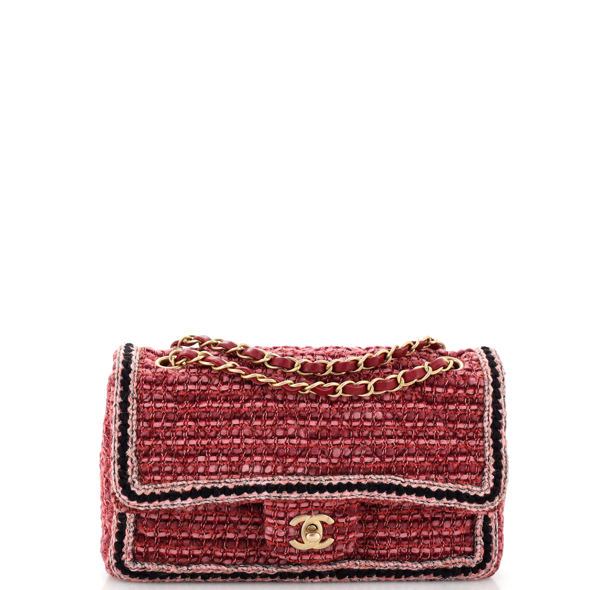 2860 Paris Hamburg Classic Single Flap Bag Braided Quilted Tweed Medium