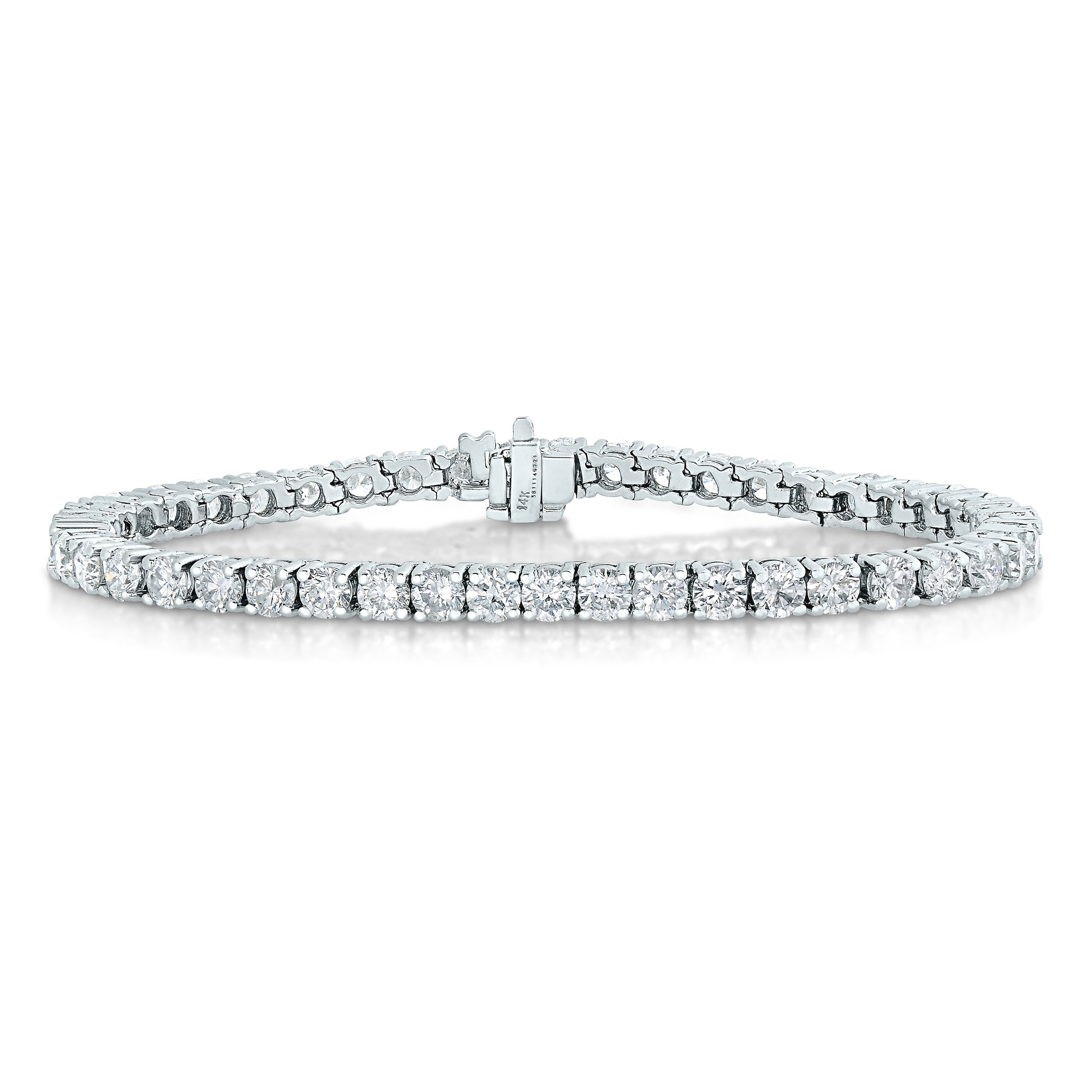 2156 6 cttw I1 I2 Clarity Diamond Bracelet 14K White Gold Classic Round Prong 7 Inch